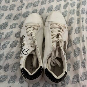 Aldo White Sneakers with Black and Gold Details